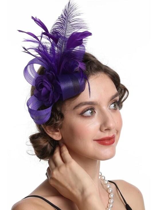 NEW! Purple Feather Fascinator Hat main image 4